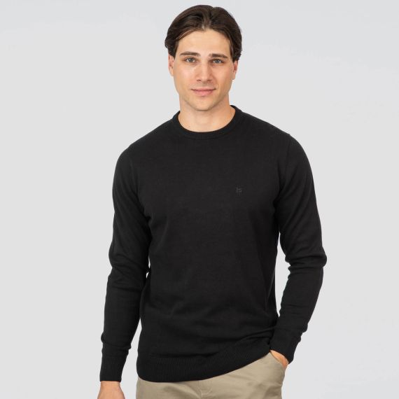 Rebase Ανδρικό Βαμβακερό Πουλόβερ 252KNIT-8030 Black - Πουλόβερ στο Bodyman