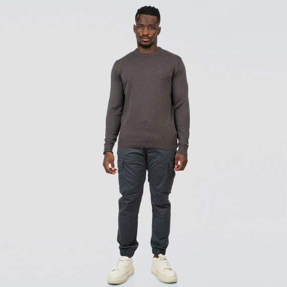 Rebase Ανδρικό Βαμβακερό Πουλόβερ 252KNIT-8030 Anthracite - Πουλόβερ στο Bodyman