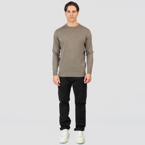 Rebase Ανδρικό Βαμβακερό Πουλόβερ 252KNIT-8030 Grey - ΝΕΕΣ ΠΑΡΑΛΑΒΕΣ στο Bodyman