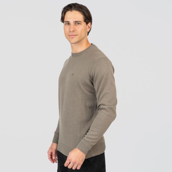 Rebase Ανδρικό Βαμβακερό Πουλόβερ 252KNIT-8030 Grey - Πουλόβερ στο Bodyman