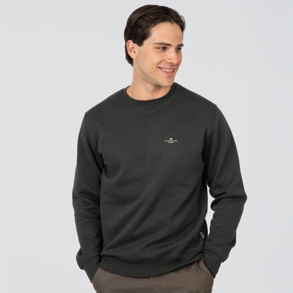 Rebase Ανδρικό Φούτερ Crew Neck 252RTOP-1051 Forest Green - Φούτερ χωρίς κουκούλα  στο Bodyman