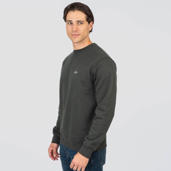 Rebase Ανδρικό Φούτερ Crew Neck 252RTOP-1051 Forest Green - Φούτερ χωρίς κουκούλα  στο Bodyman