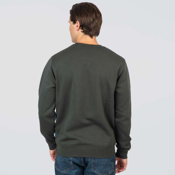 Rebase Ανδρικό Φούτερ Crew Neck 252RTOP-1051 Forest Green - Φούτερ χωρίς κουκούλα  στο Bodyman