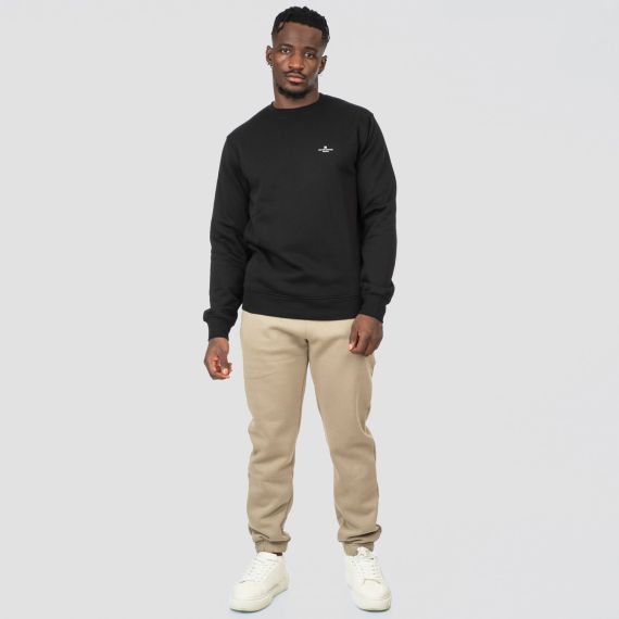 Rebase Ανδρικό Φούτερ Crew Neck 252RTOP-1051 Black - Φούτερ χωρίς κουκούλα  στο Bodyman