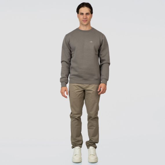 Rebase Ανδρικό Φούτερ Crew Neck 252RTOP-1051 Grey - Φούτερ χωρίς κουκούλα  στο Bodyman