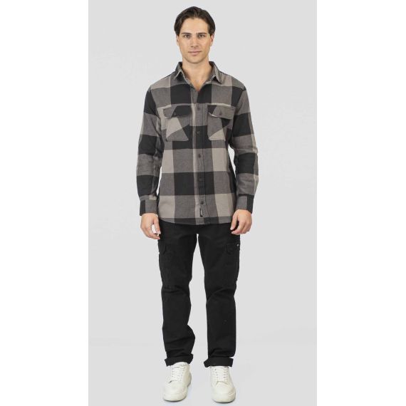 Rebase Ανδρικό Πουκάμισο 252RGS-5102-CC9 Black-MD Grey - ΝΕΕΣ ΠΑΡΑΛΑΒΕΣ στο Bodyman