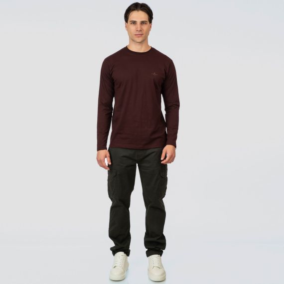 Rebase Ανδρικό Μακρυμάνικο T-Shirt 252RTS-9060 Plum - Mακρυμάνικες στο Bodyman