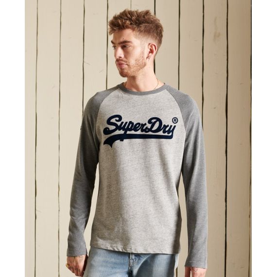 Superdry T-Shirt M6010608A-ZUC VL AC RAGLAN TOP Grey - Mακρυμάνικες στο Bodyman