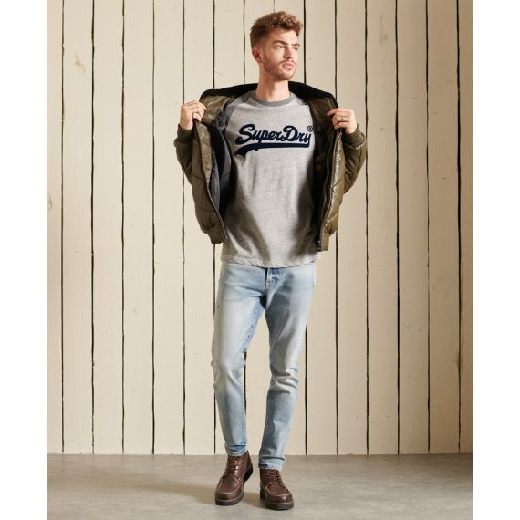 Superdry T-Shirt M6010608A-ZUC VL AC RAGLAN TOP Grey - Mακρυμάνικες στο Bodyman