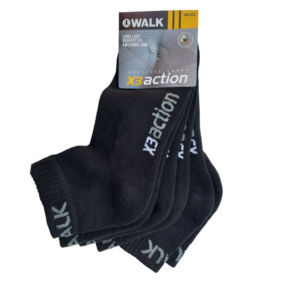 Walk Κάλτσα Ημίκοντη 3Pack V17-02-02-02 Black - Κάλτσες στο Bodyman