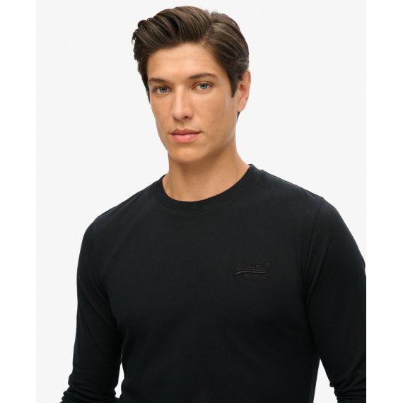 Superdry Ανδρικό T-Shirt M6010857A-02A Essential logo LS Black - Mακρυμάνικες στο Bodyman