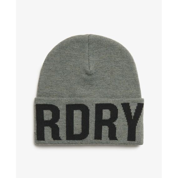Superdry Ανδρικός Σκούφος Y9010187A-C2T Branded Knitted Hat Rock Grey - Σκουφιά στο Bodyman