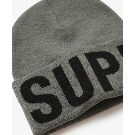 Superdry Ανδρικός Σκούφος Y9010187A-C2T Branded Knitted Hat Rock Grey - Σκουφιά στο Bodyman
