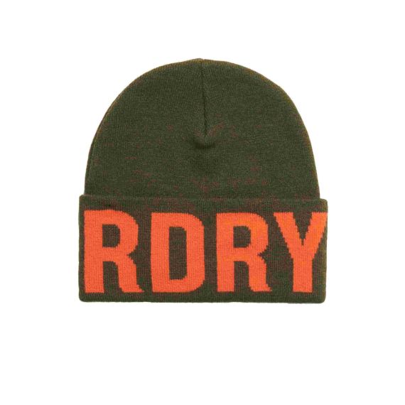 Superdry Ανδρικός Σκούφος Y9010187A-D8B Branded Knitted Hat Army Khaki - Σκουφιά στο Bodyman