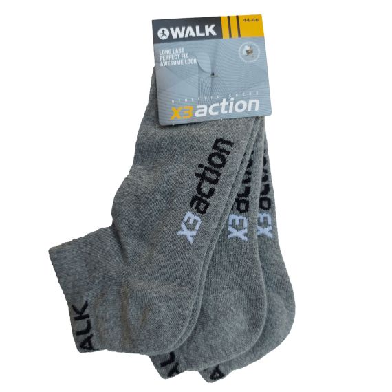 Walk Socks 3Pack V22-49-49-49 Grey - Κάλτσες στο Bodyman