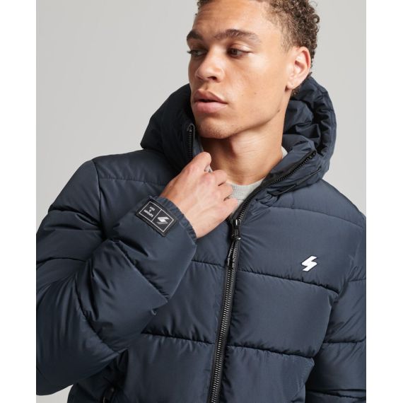 Superdry Jacket M5011827A-98T Sports Puffer Hodded Navy - Μπουφάν στο Bodyman