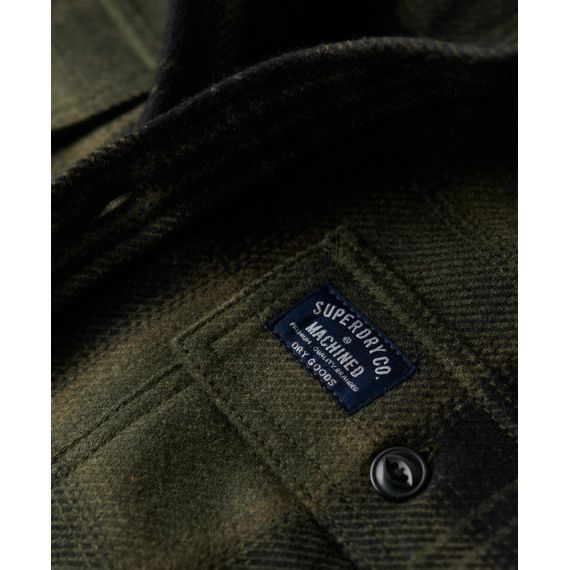 Superdry πουκάμισο M4010720A-9ZB Wool Miller Overshirt Olive - Μακρυμάνικα Πουκάμισα  στο Bodyman