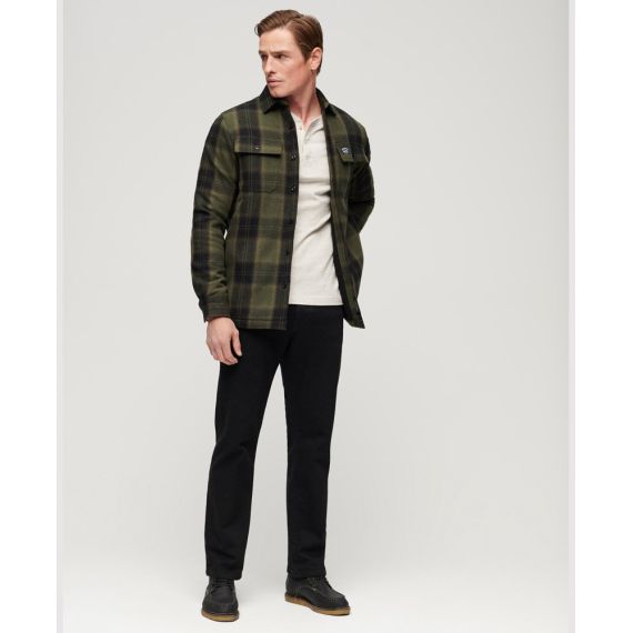 Superdry πουκάμισο M4010720A-9ZB Wool Miller Overshirt Olive - Μακρυμάνικα Πουκάμισα  στο Bodyman