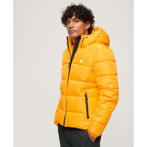 Superdry Jacket M5011827A-1LE Sports Puffer Hodded Yellow - Μπουφάν στο Bodyman