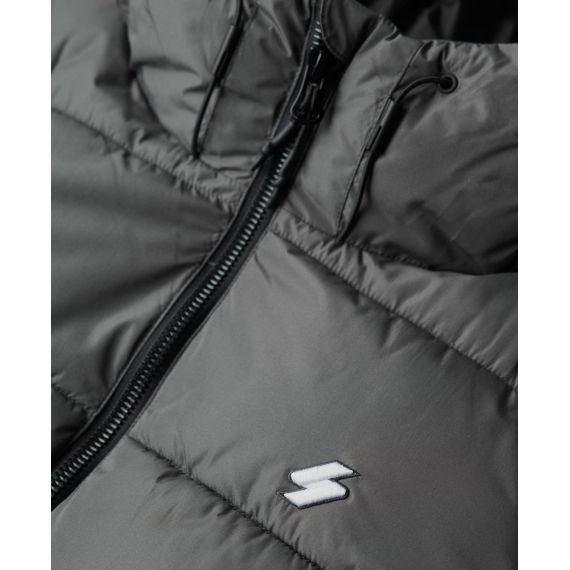 Superdry Jacket M5011827A-HSZ Sports Puffer Hodded Grey - Μπουφάν στο Bodyman