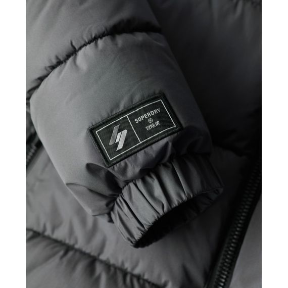 Superdry Jacket M5011827A-HSZ Sports Puffer Hodded Grey - Μπουφάν στο Bodyman