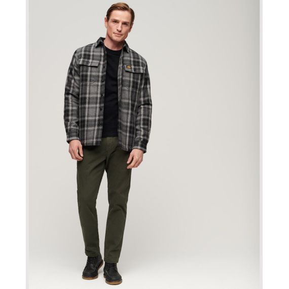 Superdry πουκάμισο M4010720A-9YY Wool Miller Overshirt Dark Grey - Μακρυμάνικα Πουκάμισα  στο Bodyman