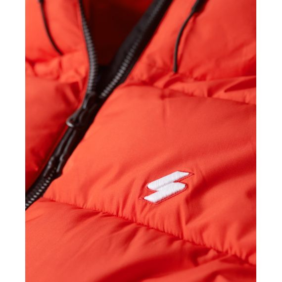 Superdry Jacket M5011827A-60I Sports Puffer Hodded Red - Μπουφάν στο Bodyman