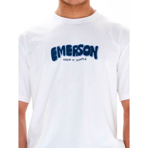 Emerson Ανδρική Βαμβακερή Μπλούζα Λευκή Straight Fit 241.EM33.05 - T-Shirt  στο Bodyman