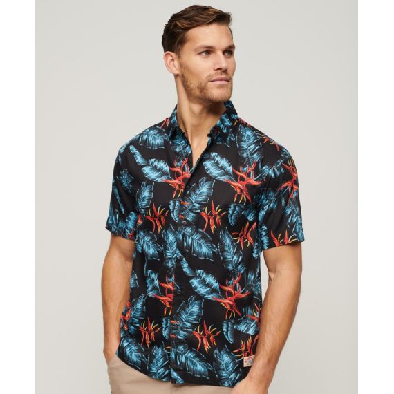 Superdry Ανδρικό Πουκάμισο Modal M4010353A-2BU Hawaiian Relaxed Fit Navy - Κοντομάνικα πουκάμισα στο Bodyman