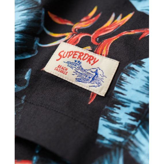 Superdry Ανδρικό Πουκάμισο Modal M4010353A-2BU Hawaiian Relaxed Fit Navy - Κοντομάνικα πουκάμισα στο Bodyman