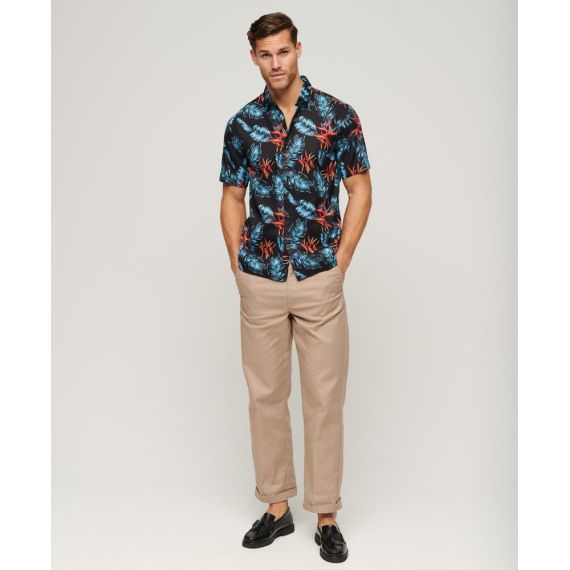 Superdry Ανδρικό Πουκάμισο Modal M4010353A-2BU Hawaiian Relaxed Fit Navy - Κοντομάνικα πουκάμισα στο Bodyman