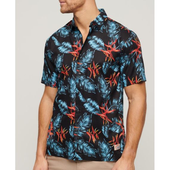 Superdry Ανδρικό Πουκάμισο Modal M4010353A-2BU Hawaiian Relaxed Fit Navy - Κοντομάνικα πουκάμισα στο Bodyman