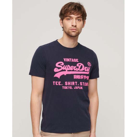 Superdry Ανδρική Μπλούζα Βαμβακερή M1011922A-00A NEON VL Navy Relaxed Fit - T-Shirt  στο Bodyman