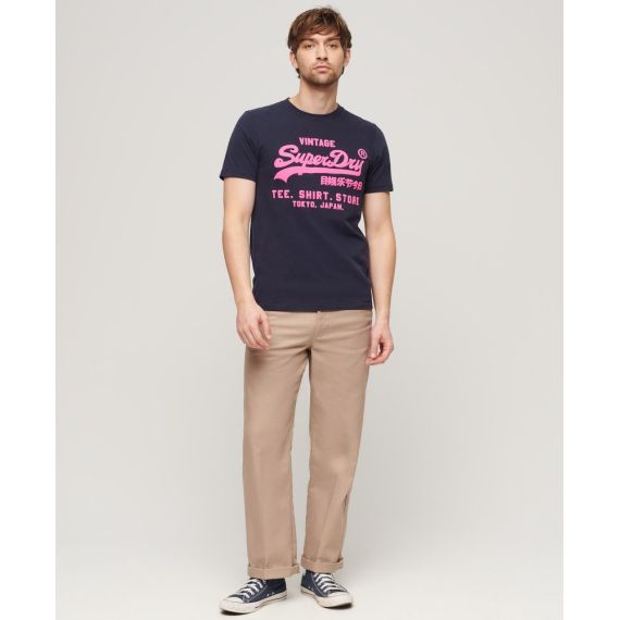 Superdry Ανδρική Μπλούζα Βαμβακερή M1011922A-00A NEON VL Navy Relaxed Fit - T-Shirt  στο Bodyman