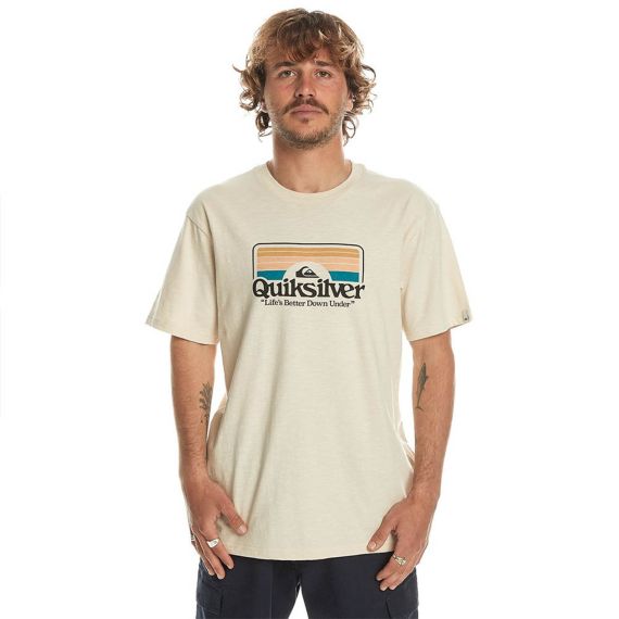 Quiksilver Ανδρική Μπλούζα Βαμβακερή EQYZT07678-WDW0 Step Inside Beige - T-Shirt  στο Bodyman