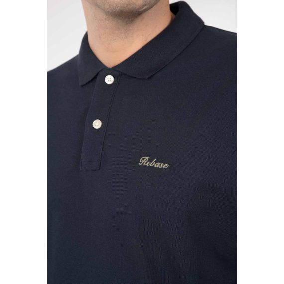 Rebase Ανδρική Μπλούζα  Polo Βαμβακερή 241-RPS-032 Navy - Polo μπλούζες στο Bodyman