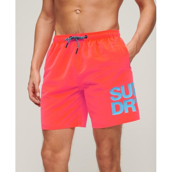 Superdry Ανδρικό Μαγιώ Polyester M3010228A-PY7 Logo 17'' Relaxed Fit Coral - Βερμούδες Μαγιό στο Bodyman