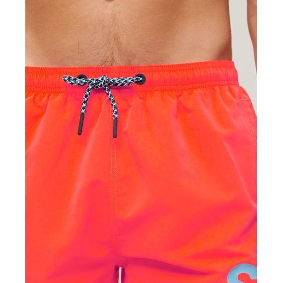 Superdry Ανδρικό Μαγιώ Polyester M3010228A-PY7 Logo 17'' Relaxed Fit Coral - Βερμούδες Μαγιό στο Bodyman
