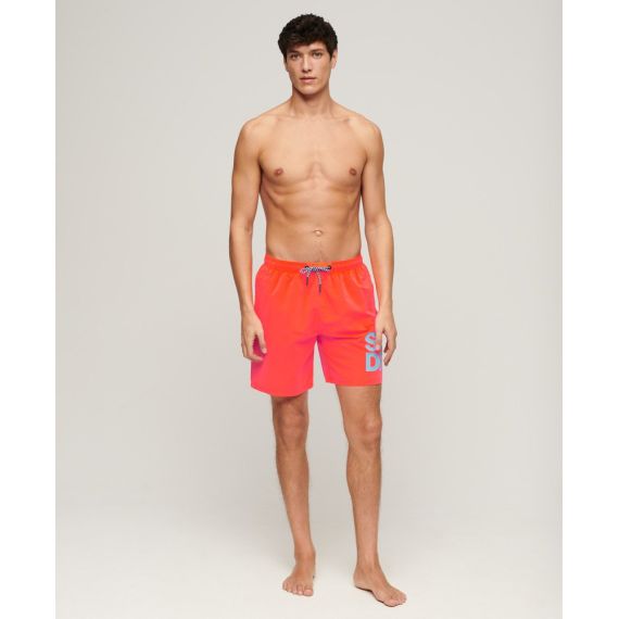 Superdry Ανδρικό Μαγιώ Polyester M3010228A-PY7 Logo 17'' Relaxed Fit Coral - Βερμούδες Μαγιό στο Bodyman