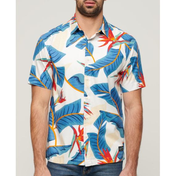 Superdry Ανδρικό Πουκάμισο Modal M4010353A-2BQ Hawaiian Relaxed Fit Optic - Κοντομάνικα πουκάμισα στο Bodyman
