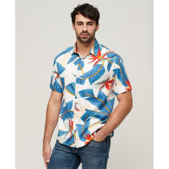 Superdry Ανδρικό Πουκάμισο Modal M4010353A-2BQ Hawaiian Relaxed Fit Optic - Κοντομάνικα πουκάμισα στο Bodyman
