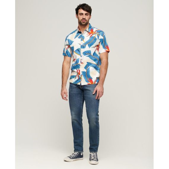 Superdry Ανδρικό Πουκάμισο Modal M4010353A-2BQ Hawaiian Relaxed Fit Optic - Κοντομάνικα πουκάμισα στο Bodyman